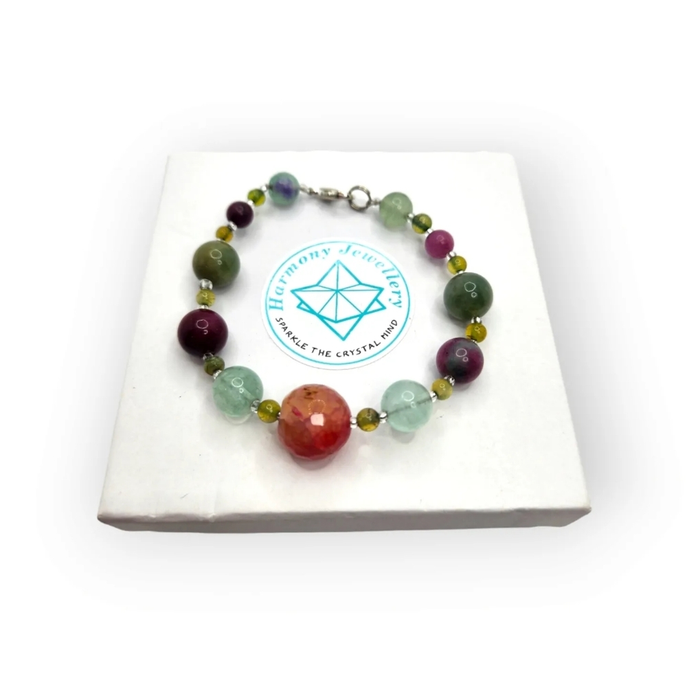 Rainbow Agate, Fluorite clasp bracelet
